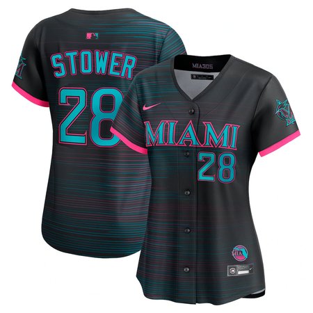 Women's Miami Marlins #28 Kyle Stowers Nike Black 2025 City Connect Limited Jersey