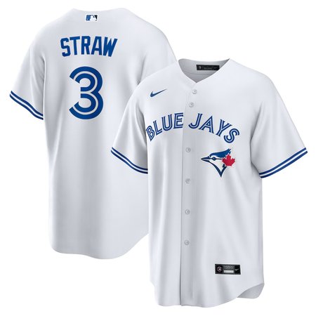 Men's Toronto Blue Jays #3 Myles Straw Nike White Home Replica Jersey