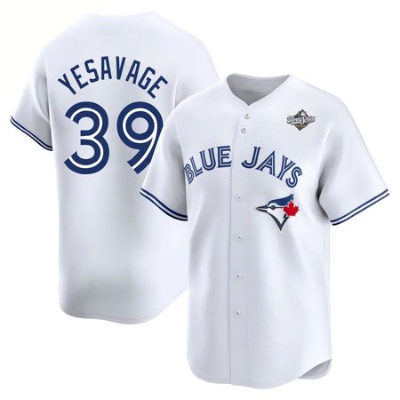 Men's Toronto Blue Jays #39 Trey Yesavage Nike 2025 World Series White Alternate Limited Jersey