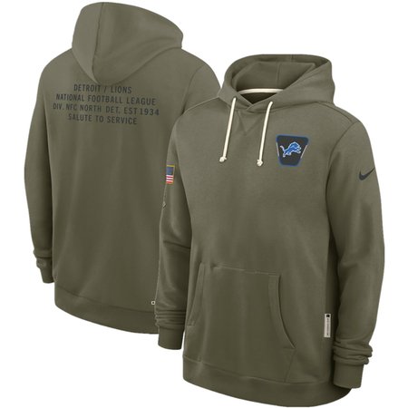 Men's Detroit Lions Olive 2025 Salute to Service Pullover Hoodie