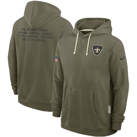 Men's New Orleans Saints Olive 2025 Salute to Service Pullover Hoodie