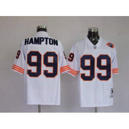 Mitchell & Ness Bears #99 Dan Hampton White With Big Number Bear Patch Stitched Throwback NFL Jersey