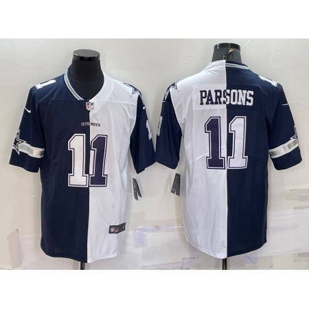 Men's Dallas Cowboys #11 Micah Parsons Navy White Split Vapor Untouchable Limited Stitched Jersey